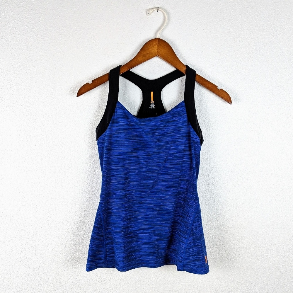 Lucy heathered blue strappy racerback tank Small